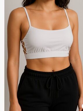 Aerie Bandeau Bralette Lace Up Side Detail Size Small NWT White